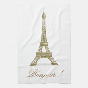 Gold Paris Eiffel Tower France Pink Decor Theedoek
