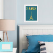 Gold Paris Eiffel Tower Wall Art Poster Decor (Insitu (Slaapkamer))