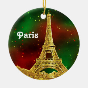 Gold Paris Skyline #2 KerstStarry Keramisch Ornament
