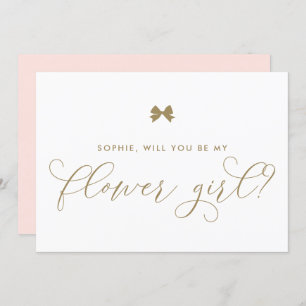 Gold Parisian bow zal je mijn Bloemenmeisje zijn Kaart