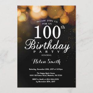 Gold Parties scintillant 100e Anniversaire Carte d