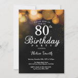 Gold Parties scintillant 80th Birthday Invitation<br><div class="desc">Gold Parties scintillant 80th Birthday Invitation Card. Anniversaire adulte. Arrière - plan de la Parties scintillant d'or Bokeh. 16e 18e 21e 30e 40e 60e 70e 80e 90e 100e. N'Importe Quel Âge.
Pour plus de personnalisation,  cliquez sur le bouton "Customiser" et utilisez notre outil de conception pour modifier ce modèle.</div>