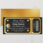 Gold Party Ticket Invitation (Devant / Derrière)