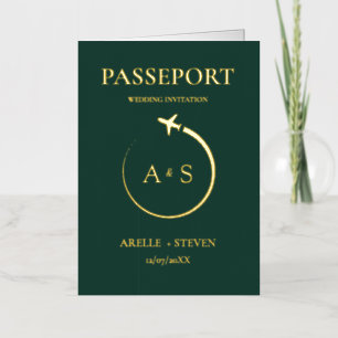 Gold Passport Wedding Uitnodiging