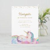 Gold Pastel Magique Unicorn Invitation Anniversair (Debout devant)
