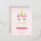 Gold Pastel Modern Unicorn Invitation Anniversaire (Recto/Verso)