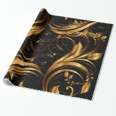 Gold Pattern 1R Wrapping Paper Cadeaupapier (Uitgerold)