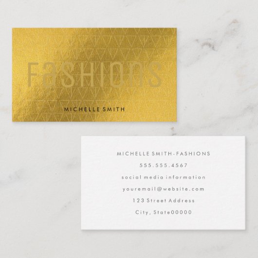 Gold Pattern | Goud Mode Visitekaartje (Voorkant / Achterkant)