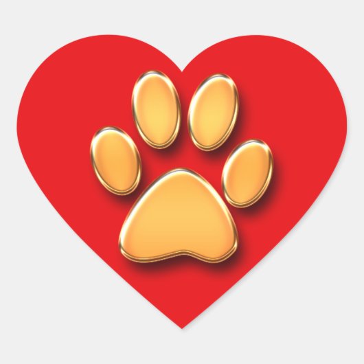 Gold Paw Heart Stickers (Voorkant)