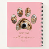 Gold Paw Pet Photo Collage Nom Pink Journal (Dos)