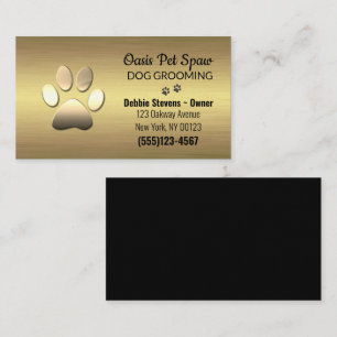 Gold Paw Print Dog Pet Grooming Service Business Visitekaartje
