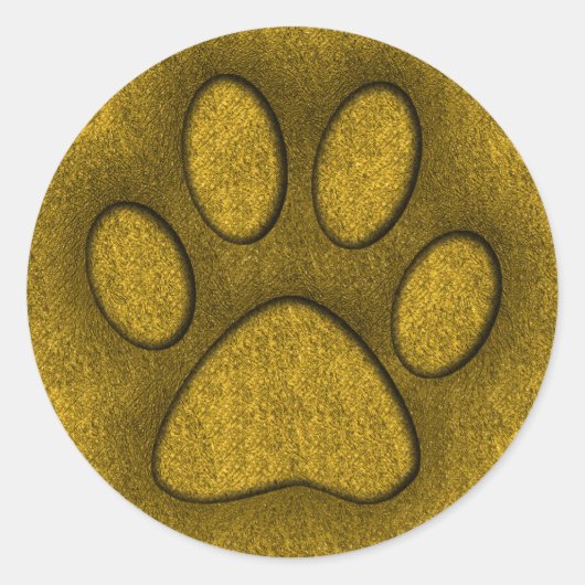 GOLD PAW PRINT RONDE STICKER (Voorkant)