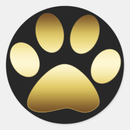 GOLD PAW PRINT RONDE STICKER