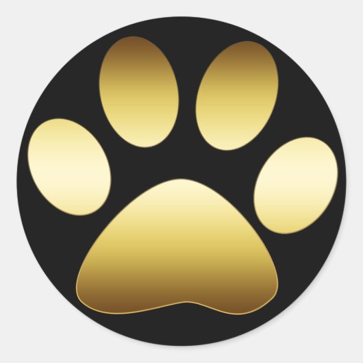 GOLD PAW PRINT RONDE STICKER (Voorkant)