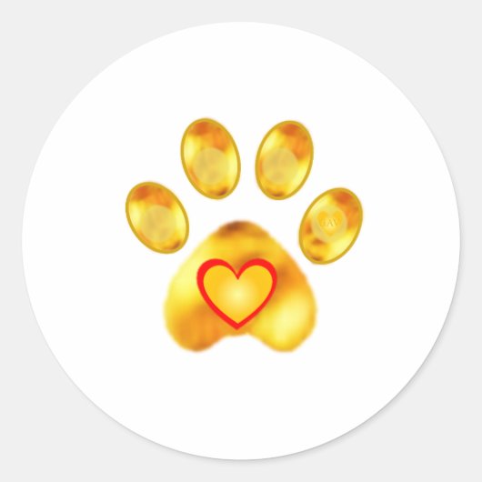 Gold Paw Ronde Sticker (Voorkant)