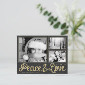 Gold Peace Love 3 Photo Carte postale moderne (Debout devant)