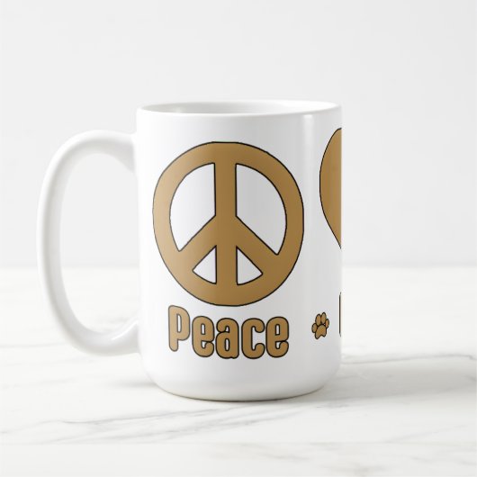 Gold Peace Love BBG Mug (Gauche)