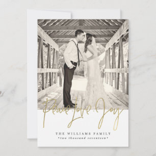 Gold Peace Love Joy Cartes de Noël