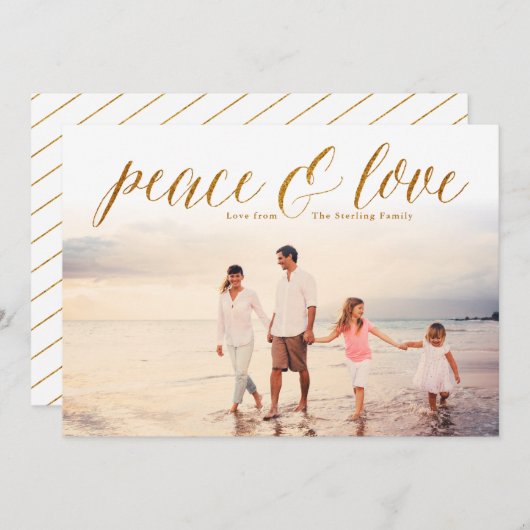 Gold Peace & Love Parties scintillant Look Carte p (Devant / Derrière)