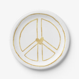 Gold Peace Sign-hart Papieren Bordje