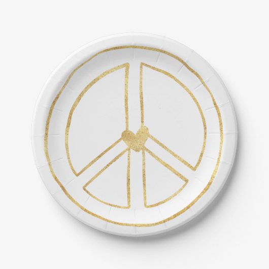 Gold Peace Sign-hart Papieren Bordje (Voorkant)