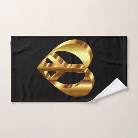 Gold Peace-teken met een gouden hart Bad Handdoek (Handdoek)