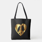 Gold Peace-teken met een gouden hart Tote Bag (Achterkant)