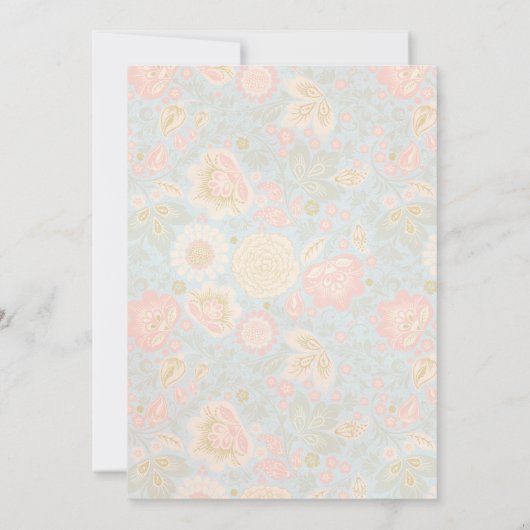 Gold Peach en Blush Spring Blooms Wedding Kaart (Achterkant)