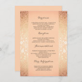 Gold Peach Floral Wedding Details - Informatie Informatiekaartje (Voorkant / Achterkant)