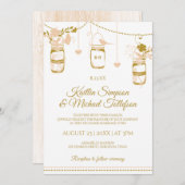 Gold & Peach Mason Jar Invitations de mariage | Bo (Devant / Derrière)