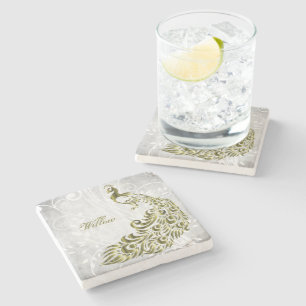 Gold Peacock - Aangepast Onderzetter met gepersona