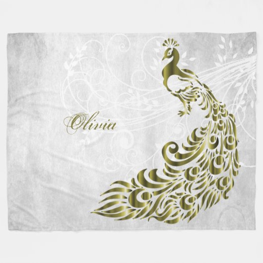 Gold Peacock - Aangepaste fleece Blanket (Voorkant (Horizontaal))