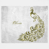 Gold Peacock - Aangepaste fleece Blanket Deken (Voorkant (Horizontaal))