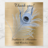 GOLD PEACOCK FEATHER ÉTIQUETTE DE VIN PERSONNALISA (Étiquettes simples)