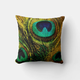 Gold Peacock Feather Pattern Pillow Kussen