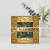 Gold Peacock Invitation N'importe quelle partie (Debout devant)