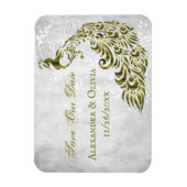 Gold Peacock Leaf Vine Save the Date Magnet Magneet (Verticaal)