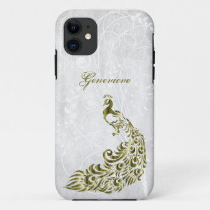 Gold Peacock Personnalisé iPhone 11 Coque