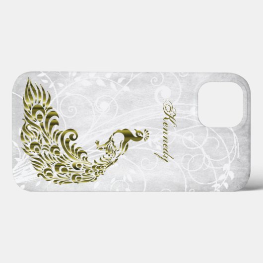 Gold Peacock Personnalisé iPhone X coque (Verso (horizontal))