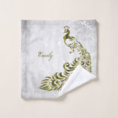 Gold Peacock - Persoonlijke badhanddoeken Bad Handdoek (Wasdoekje)