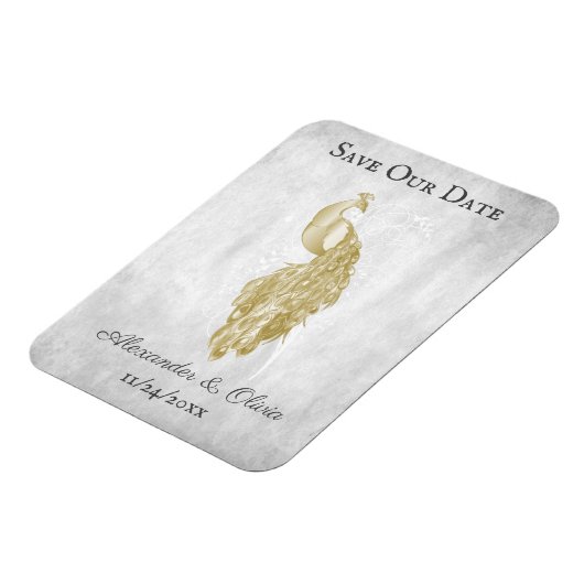 Gold Peacock sparen de Datum Magnet Magneet (Linkerzijde)