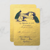 Gold Peacock Wedding Carte RSVP (Devant / Derrière)