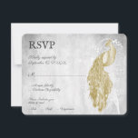 Gold Peacock Wedding Carte RSVP<br><div class="desc">Envoyez à vos invités une carte RSVP de mariage Gold Peacock simple et élégante avec votre invitation. Le design de la carte de réponse est caractérisé par un paon élégant contre un feuillage délicat et un arrière - plan grunge. Personnalisez avec la date de réponse et les choix de menu....</div>