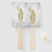 Gold Peacock Wedding Favor Hand Fan Handwaaier (Voorkant en achterkant)