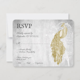 Gold Peacock Wedding RSVP Kaart