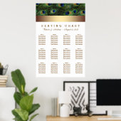 Gold Peacock Wedding Seating Chart Poster (Thuiskantoor)