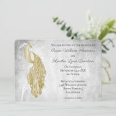 Gold Peacock Wedding Uitnodiging (Staand voorkant)