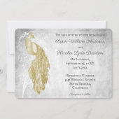 Gold Peacock Wedding Uitnodiging (Voorkant)