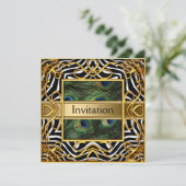 Gold Peacock Zebra Invitation N'importe quelle par (Debout devant)