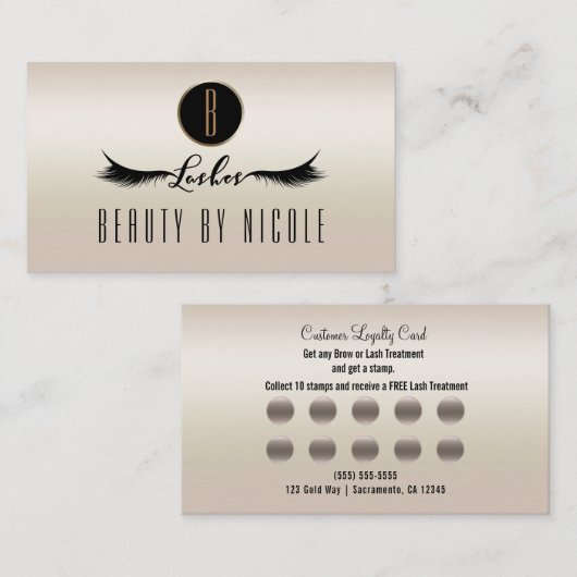 Gold Pearl Shimmer Eyelashes Carte de fidélité cli (Devant / Derrière)